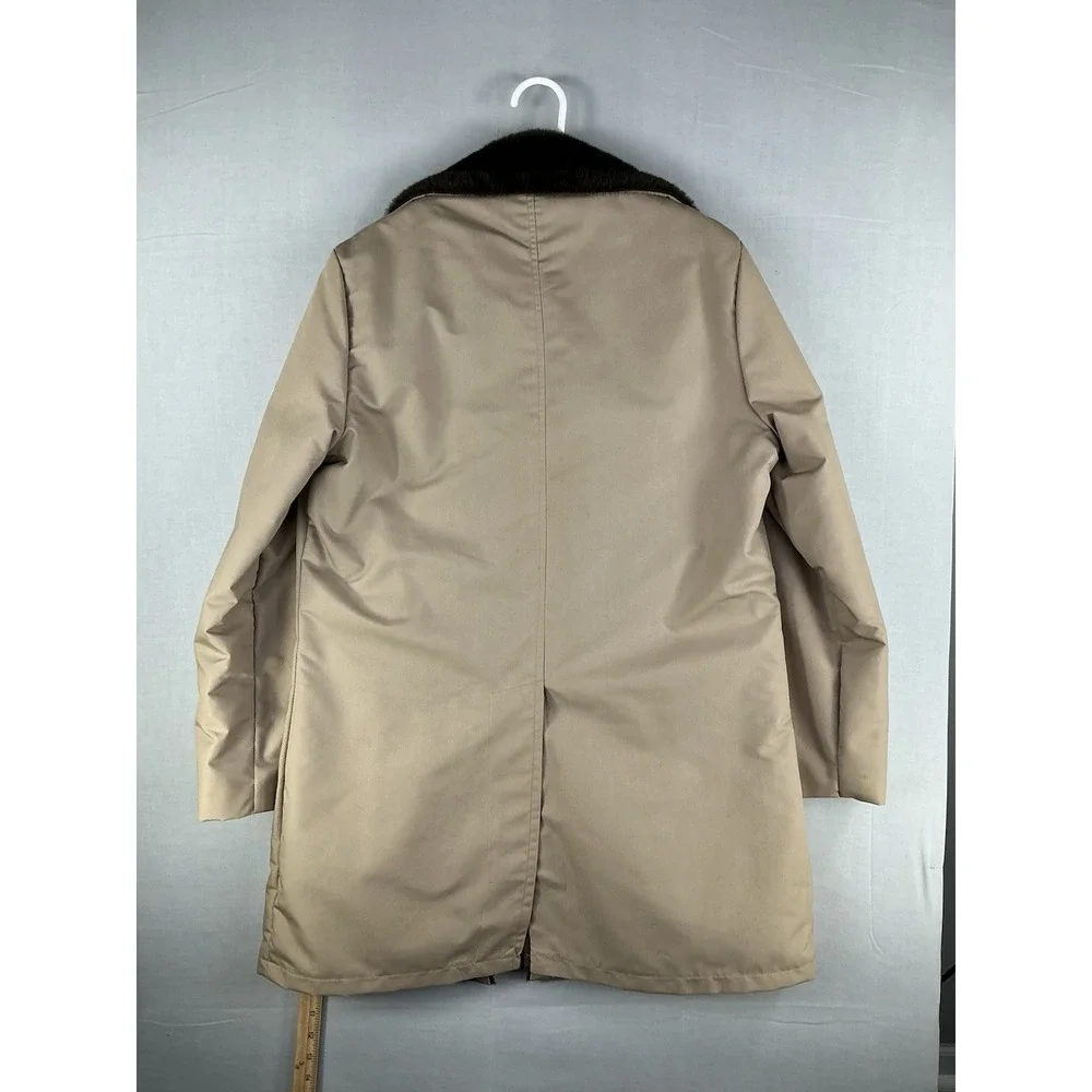 Haband Men's Fur Lined Coat Tan Button Front Warm Winter Jacket Size M